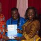 President Mahama, Obour and Mrs. Elizabeth Ofosu-Agyare at the launch of the KPMG Comprehensive Study of the Ghanaian Music Sector