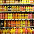 Cross section of bottled fruit juices