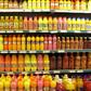 Cross section of bottled fruit juices