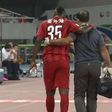 Gyan was hurled off after 18 minutes