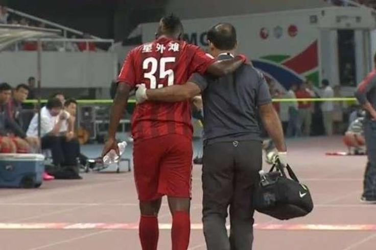 Gyan was hurled off after 18 minutes