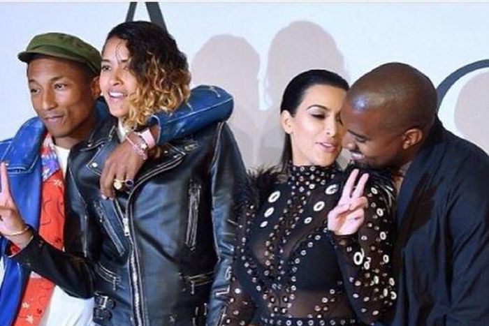 Kim Kardashian, Kanye West, Pharrell Williams and wife, Helen Lasichanh at 2015 CFDA Fashion Awards