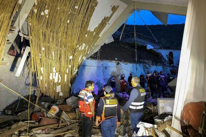 A wedding was taking place inside when an avalanche crashed into a hotel in Abancay, Peru