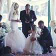 Brian Scott reads vow to stepdaughter, Brielle, while bride, Whitney Kay looks on