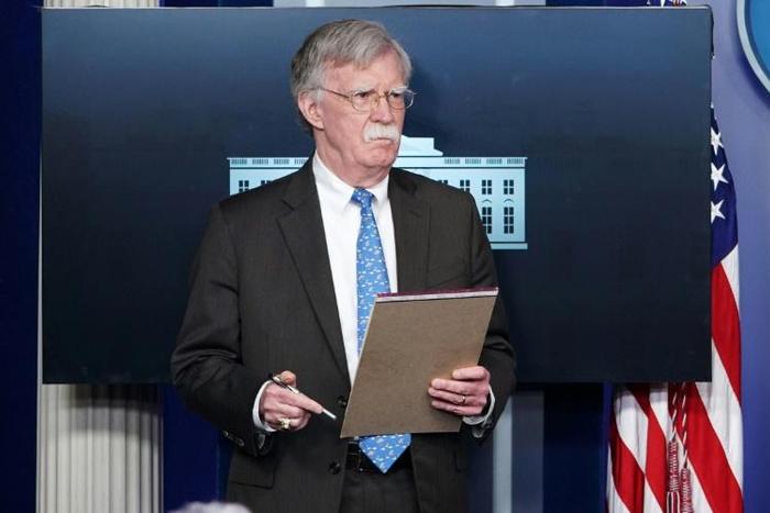 National Security Advisor John Bolton takes part in a briefing at the White House