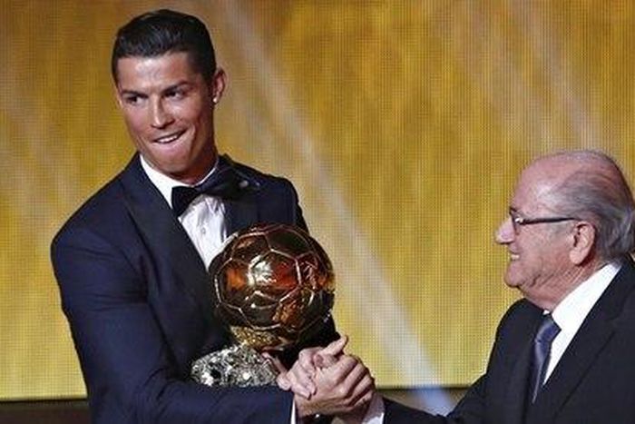 Real Madrid's Cristiano Ronaldo, a member of FIFPro, is congratulated by Sepp Blatter earlier this year after winning the Fifa Ballon d'Or.