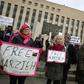 Supporters call for the release of detained journalist Marzieh Hashemi in front of the US District Courthouse on January 23, 2019 in Washington, DC