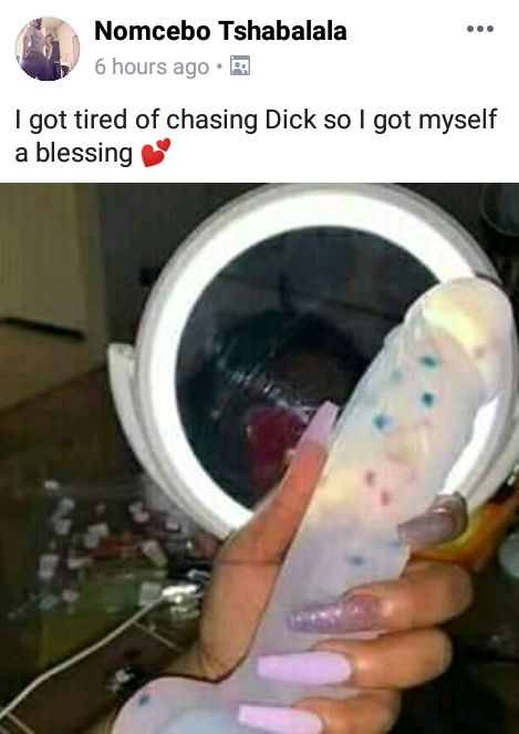 “I’m tired of chasing dick” – Angry woman buys sex toy she calls “blessing” (Photos)