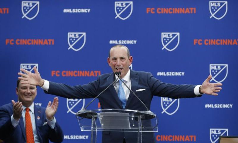 Major League Soccer commissioner Don Garber, shown at last year's announcement of an expansion team in Cincinnati, added a 27th MLS club Tuesday with Austin FC