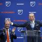 Major League Soccer commissioner Don Garber, shown at last year's announcement of an expansion team in Cincinnati, added a 27th MLS club Tuesday with Austin FC