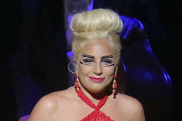 Lady Gaga in racy red gown