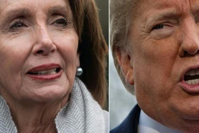 Nancy Pelosi (L), the face of Democratic opposition to President Donald Trump (R) in Congress, has said the president should consider giving his State of the Union address elsewhere because of the government shutdown
