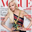 Lara Stone wears Versace for Vogue UK August 2015