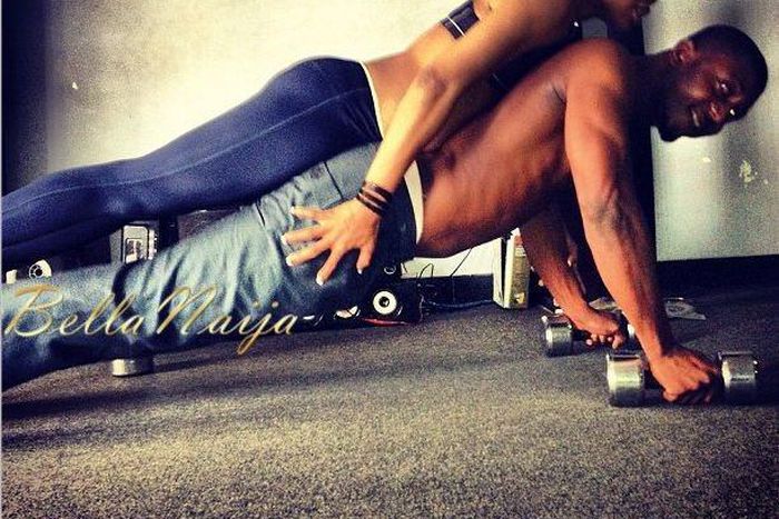 Kaffy and her husband working out