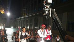 Peter Okoye, Kaffy and Don Flex at the shoot of a new reality TV show