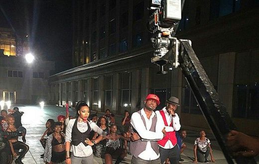 Peter Okoye, Kaffy and Don Flex at the shoot of a new reality TV show