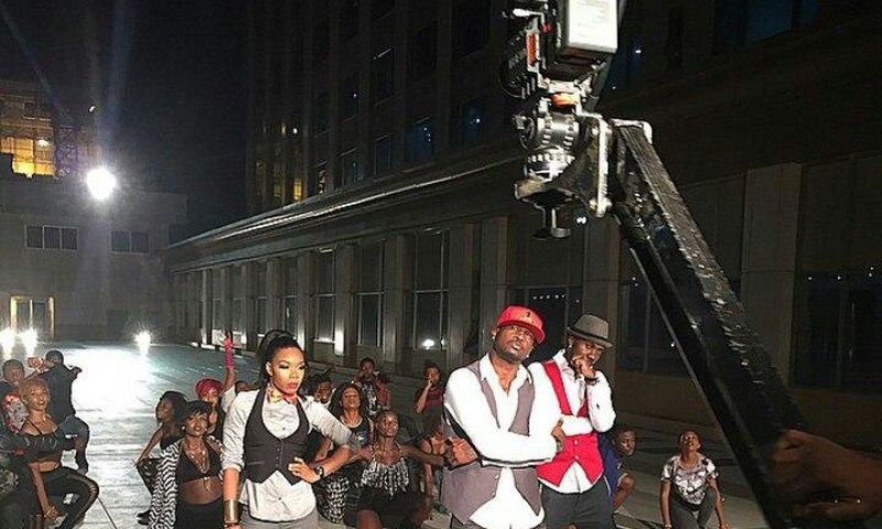 Peter Okoye, Kaffy and Don Flex at the shoot of a new reality TV show