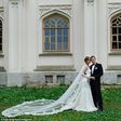Model Kate Grigorieva couldn't have looked more angelic as she wore white for her wedding in Russia on Sunday to her soldier husband Alexander 