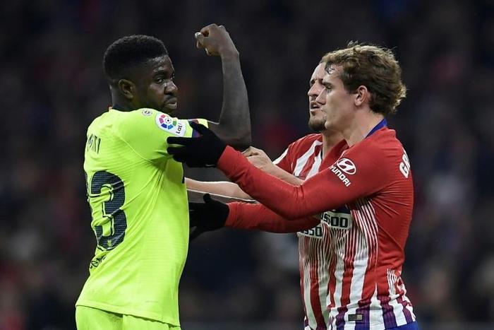 Barcelona's French defender Samuel Umtiti is back in training