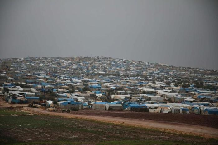 A general view of a camp for displaced people in the village of Atme, in Syria's mostly rebel-held northern Idlib province