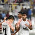 India's No.11 Sunil Chhetri scored twice against Thailand