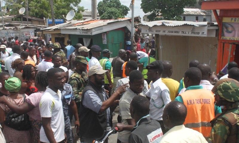 AMA leads massive demolishing exercise in Bukom with Ga traditional council
