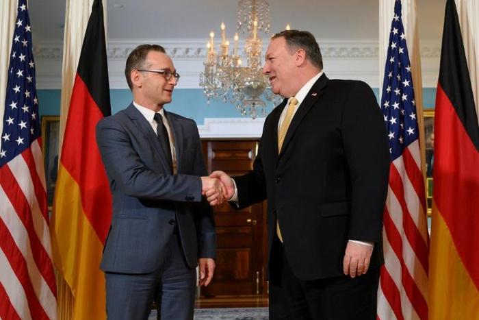 German Foreign Minister Heiko Maas (L) said 'the ball is still in Russia's court' after talks with Secretary of State Mike Pompeo