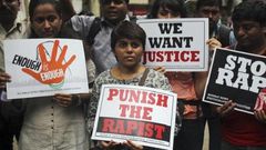The Indian police are on a manhunt for a man who gang-raped his wife.