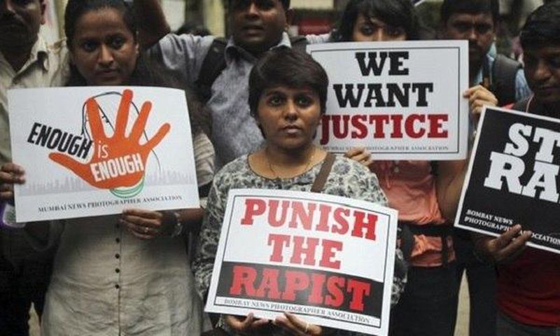 The Indian police are on a manhunt for a man who gang-raped his wife.