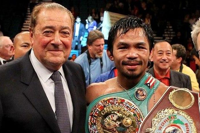 Bob Arum and Manny Pacquiao after a fight