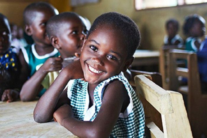 Young female students in a school