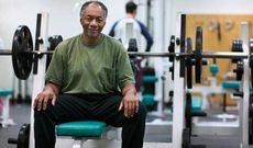 Senior man in exercise room
