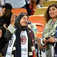 Women fans are pictured in the stands during Wednesday's match
