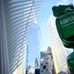 A sculpture in the Saudi flag's colors, in the World Trade Center