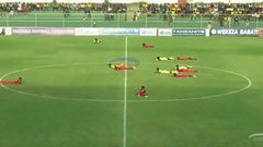 Players, referees, and camera crew hit the ground to escape bees [Video]