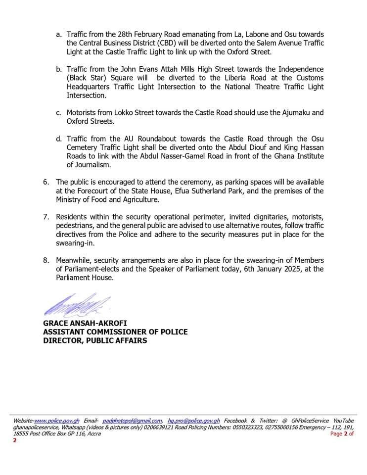 Police release security arrangements for presidential inauguration ceremony