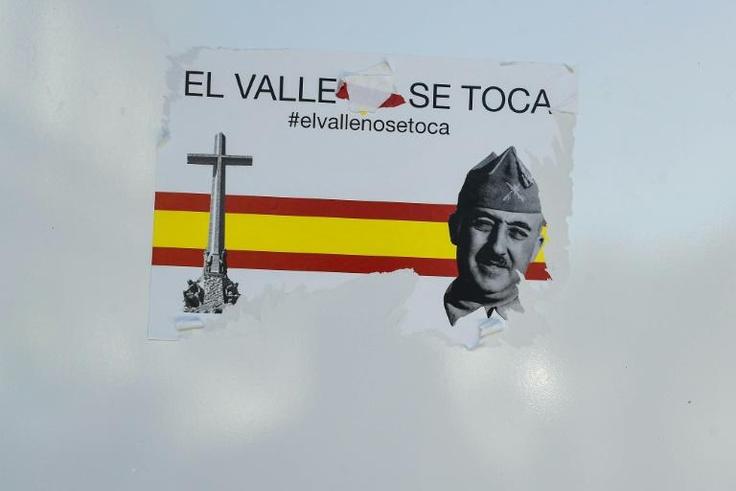 A sticker reads 'Do not touch The Valley' -- a reference to Franco's opulent mausoleum