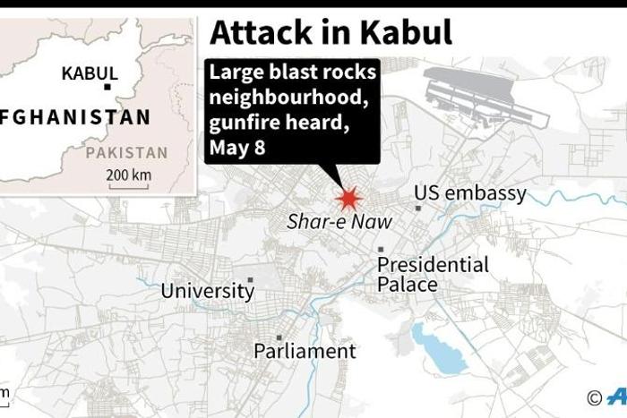 Map locating an attack in the Shar-e-Naw area in Kabul.