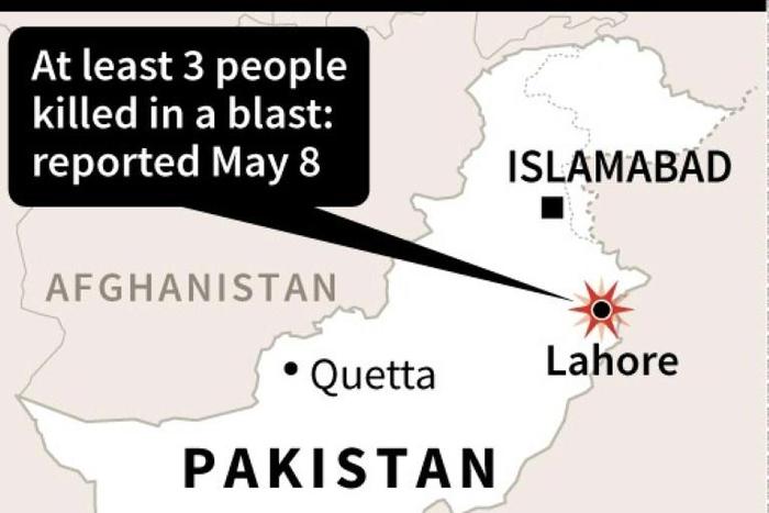 Map of Pakistan showing the second largest city Lahore where at least three people have been killed in a blast