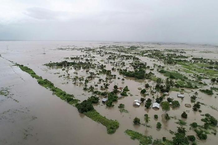 Pounding rain from Cyclone Idai turned the region around the city of Beira in central Mozambique into an inland sea