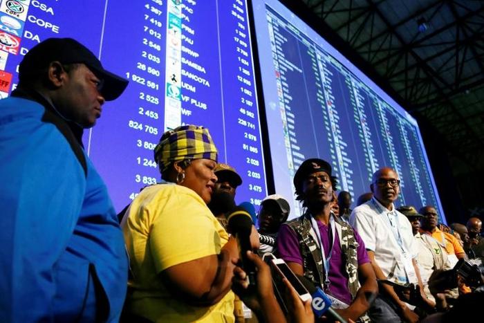 The African National Congress held a very comfortable lead with nearly 57 percent after three-quarters of voting districts were officially tallied