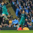 Son Heung-min (centre) scored three of Tottenham's four Champions League quarter-final goals against Manchester City