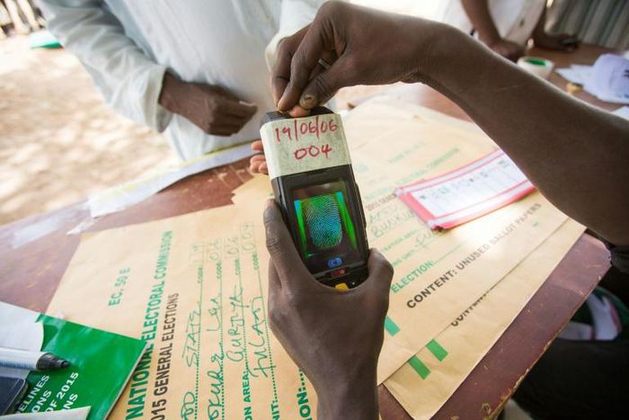 The machines are used to read biometric identity cards that contain voters' details