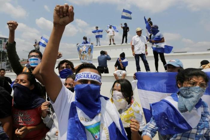 Opposition activists demonstrated against Nicaraguan President Daniel Ortega in Managua in April