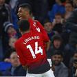 Manchester United's Marcus Rashford celebrates with Jesse Lingard