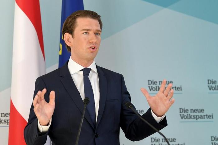 Austrian Chancellor Sebastian Kurz delivers a statement during a party board meeting of his Austrian People's Party (OeVP) in Vienna on May 20, 2019
