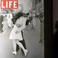 In the famous image, one of four taken by Alfred Eisenstaedt for Life magazine, George Mendonsa is seen ecstatically bending over and kissing a woman in a white nurse's uniform
