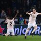 Manchester United's Chris Smalling and Diogo Dalot lead the celebrations after their incredible win over PSG