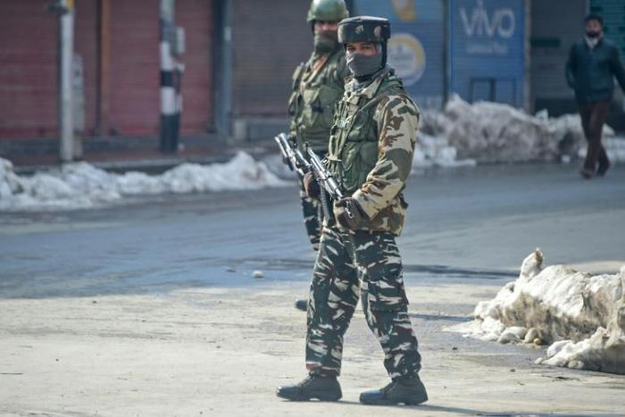 Indian paramilitary troopers on patrol earlier this week in Srinagar, Kashmir, where where an attack on a convoy killed at least 12 Indian soldiers on Thursday