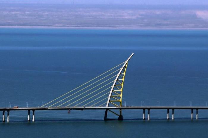 Some three-quarters of the causeway runs over water